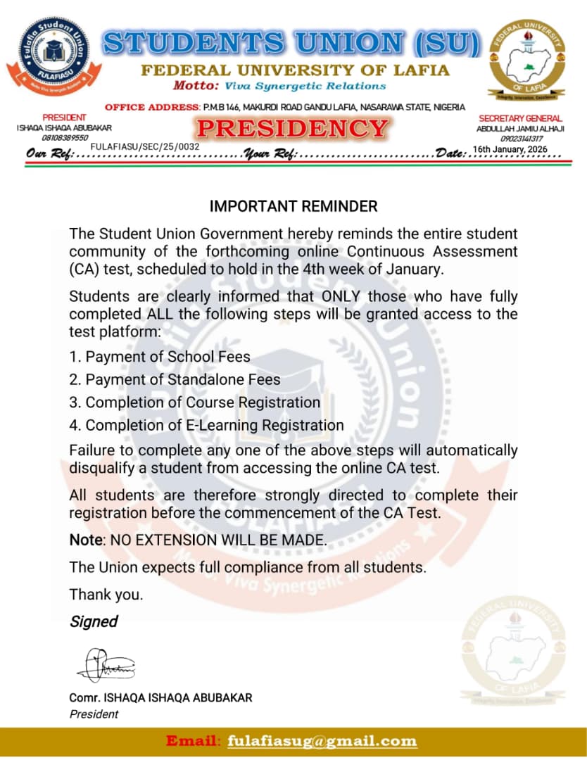 FULAFIA Online CA Test 2026: Important Dates, Requirements & What Every Student Must Do